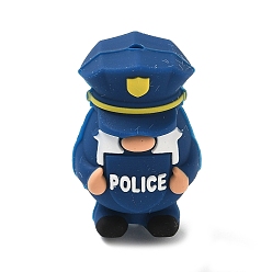 Синий Силиконовые бусины, фокусные бусы, полиция, синие, 30.5x19.5x16 мм, отверстие : 2.2 мм