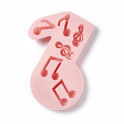 Pink Силиконовые формы для музыкальных нот своими руками, формы помады, для украшения торта поделки, цвет шоколада, конфеты, изготовление ювелирных изделий на основе смолы и эпоксидной смолы, розовые, 165x130x18 мм, внутренний диаметр: 38~41x21~33 мм