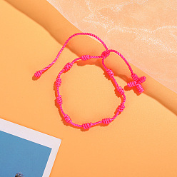 Фуксиновый Браслеты из переплетенных бусин из нейлонового шнура, Браслеты из четок для пары друзей, красно-фиолетовые, 6-1/4~11-3/4 дюйм (16~30 см)