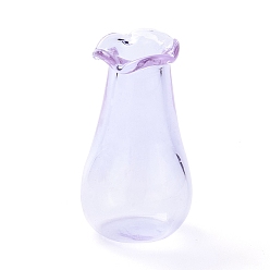 Lavender Miniature Glass Vase Ornaments, Micro Toys Dollhouse Accessories Pretending Prop Decorations, Lavender, 27.5~29x15.5~16mm, Hole: 6mm
