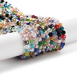 (52) Непрозрачная лаванда Гальванизируйте прозрачное стекло бисер нитей, граненые, круглые, гальваническое покрытие, красочный, 4 мм, отверстие : 0.7 мм, около 87~93 шт / нитка, 32~33 см