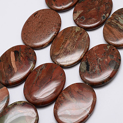 Other Jasper Natural Fire Jasper Beads Strands, Oval, 39x30x6mm, Hole: 1mm, about 10pcs/strand, 15.55 inch(39.5cm)