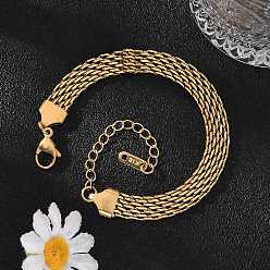 Золотой Ионное покрытие (ip) 304 браслет-цепочка из нержавеющей стали, браслет для мужчин и женщин, золотые, 6-3/4 дюйм (17 см)