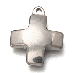 Нержавеющая Сталь Цвет Не тускнеющие 304 подвески из нержавеющей стали, крестик, цвет нержавеющей стали, 18x15x3 мм, отверстие : 1.4 мм