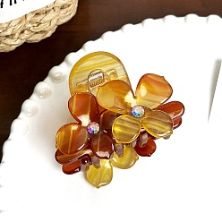 Шоколадный Заколки для волос в форме когтей из ацетата целлюлозы с цветами, аксессуары для волос для женщин и девочек, цвет шоколада, 61 мм