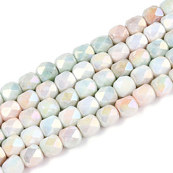 Нектар Антикоррозийные гальванические стеклянные бусины, баррель, имитация драгоценных камней, граненый(18 граненый), нектар, 5.5~6x5.5~6x5.5~6 мм, отверстие : 1 мм, около 65~66 шт / нитка, 14.76~15.16 дюйм (37.5~38.5 см)