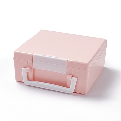 Pink PP Plastic Multipurpose Portable Storage Box, for Sewing Box, Tool Box, First Aid Kit, Craft Supplies Organizer Case, with Latching Lid & Handle, Rectangle, Pink, 160x165x72mm, Inner Diameter: 145x160mm