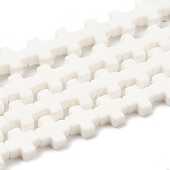 Белый Синтетические коралловые бусины ниток, окрашенные, крестик, белые, 7.5~8.5x8~9x3~3.5 мм, отверстие : 1 мм, около 40 шт / нитка, 12.5 дюйм ~ 12.7 дюйм (31.8~32.3 см)