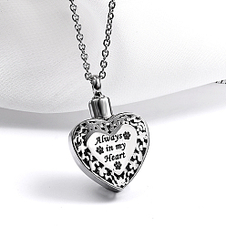 Stainless Steel Color Non-Tarnish Heart with Word Shape 304 Stainless Steel Pendant Necklaces with Cable Chains, Stainless Steel Color, no size