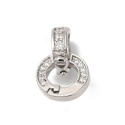 Платина Реечное покрытие латунь микро паве прозрачный кубический цирконий твистер застежки, без кадмия и без свинца, долговечный, платина, 15 мм, отверстие : 4 мм