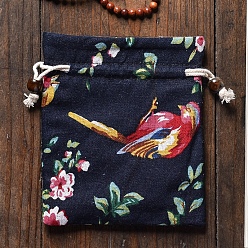 Прусский Синий Сумки на шнурке из ткани, прямоугольные мешочки для ювелирных изделий в китайском стиле, берлинская лазурь, 15x13 см