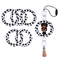 (52) Непрозрачная лаванда 5 шт. кольцо экологически чистые силиконовые бусины пищевого качества, красочный, 65x9.5 мм, отверстие : 3 мм, внутренний диаметр: 44 мм