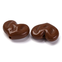 Коричневый Непрозрачные акриловые бусины, сердце, кофе, 18x24x10 мм, отверстие : 2.5 мм