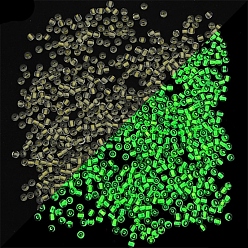 Шампанско-Желтый 8/0 светящиеся стеклянные бусины, внутри цветов, светящиеся в темноте круглые бусины, шампанское желтый, 3 мм, отверстие : 1 мм, около 220 шт / упаковка
