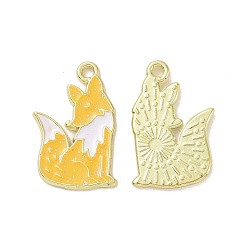 Light Gold Подвески из эмали из сплава с рождественской тематикой, с блеском порошок, лиса прелести, золотой свет, 23x14.5x1.5 мм, отверстие : 1.5 мм