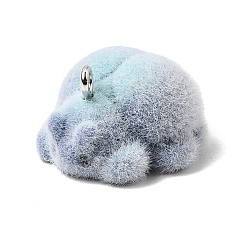 Dinosaur Флокированные подвески из непрозрачной смолы, с платиновыми тоновыми железными петлями, Небесно-голубой, подвеска в виде динозавра, 13x20x21 мм, отверстие : 2 мм