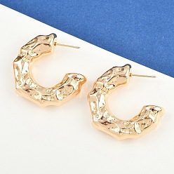 Настоящее золото 18K Латунь серьги, c-образный, реальный 18 k позолоченный, 35.5x36x10 мм