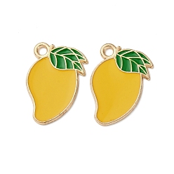 Mango Подвески из сплава фруктов и эмали, золотой свет, манго, 19x13x1 мм, отверстие : 1.8 мм