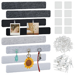 Mixed Color Rectangle Self-adhesive Felt Sticky Notes for Memo Notepads, with EVA Double-side Tap & Plastic Push Pins, Mixed Color, 331x51x10mm