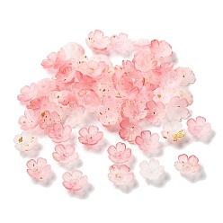 Помидор Акриловый шарик крышки, 5-лепестков цветка, с золотой фольгой, помидор, 11x11x4 мм, отверстие : 1.6 мм