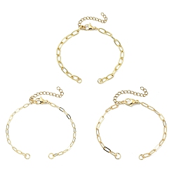 Золотой 3шт. 3 размеры латунные цепочки из скрепок для изготовления браслетов, с 304 нержавеющей стали застежки, золотые, 6.22~6.50 дюйм (15.8~16.5 см), 1 шт / размер