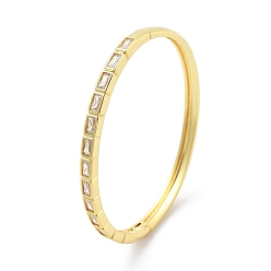 Прозрачный Браслеты из латуни с микропаве из кубического циркония для женщин, долговечный, без свинца и без кадмия, реальный 18 k позолоченный, прямоугольные, прозрачные, внутренний диаметр: 2x2-3/8 дюйм (5.2x6.1 см)