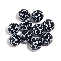 Черный Древесина европейского бисера, круглые, кость, чёрные, 16 мм, отверстие : 4 мм, 10 шт / комплект.