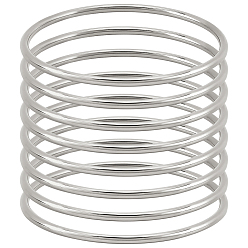 Нержавеющая Сталь Цвет 8шт 304 тонкий браслет из нержавеющей стали для женщин, цвет нержавеющей стали, внутренний диаметр: 2-1/2 дюйм (6.5 см)