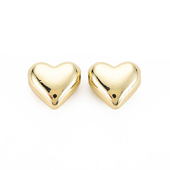 Light Gold Rack Plating Alloy Beads, Cadmium Free & Nickel Free & Lead Free, Heart, Light Gold, 15x16x8.5mm, Hole: 1.8mm