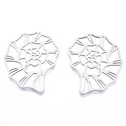 Нержавеющая Сталь Цвет Не тускнеет 201 филигранные соединительные элементы из нержавеющей стали, улитка, цвет нержавеющей стали, 41x35.5x1 мм