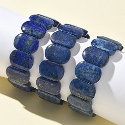 Ляпис-Лазурь Натуральный лазурит бусины эластичные браслеты для женщин и мужчин, овальные, 1 дюйм (2.4 см), внутренний диаметр: 2-1/2 дюйм (6.45 см)