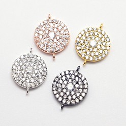 Gemischte Farbe Cz Messing Micro Pave Zirkonia Links, Transparent, Cadmiumfrei und Nickel frei und Bleifrei, Flachrund, Gemischte Farbe, 13x17x2 mm, Bohrung: 1 mm