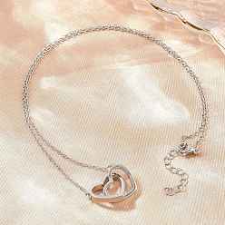 Platine Colliers pendentifs en laiton en forme de cœur pour couples, sans cadmium et sans plomb, crémaillère plaquage, plaqué longue durée, platine, 18.94 pouce (48.1 cm)