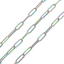 Rainbow Color 304 цепи из нержавеющей стали, пайки, с катушкой, Радуга цветов, 66x61 мм, 12x4x1 мм, около 32.8 футов (10 м) / рулон