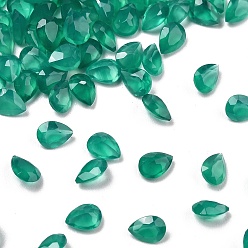 Зеленый агат Ограненный натуральный зеленый оникс-агат (окрашенный и нагретый) кабошоны, назад назад, форма слезы, 4x3x2 мм