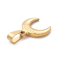 Golden Ion Plating(IP) 304 Stainless Steel Pendants, Double Horn/Crescent Moon Charm, Golden, 17.5x16x3mm, Hole: 4x8mm