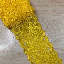 Dunkelgolden Elastischer Spitzenbesatz, Spitzenband zum Nähen von Dekorationen, dunkelgolden, 80 mm