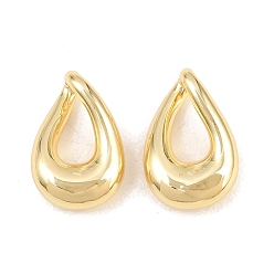 Chapado en Oro Real 18K Colgantes de latón, sin plomo y cadmio, larga duración plateado, chapado en rack, encantos de lágrima, real 18 k chapado en oro, 18x12x5 mm, agujero: 5x9 mm