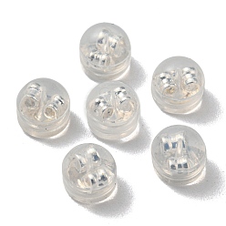 Серебро Латунные гайки для крепления стойки, с силиконовыми накладками, полукруглый, долговечный, без кадмия и без свинца, ушные гайки с силиконовым покрытием, серебряные, 4.5x5x5 мм, отверстие : 0.9 мм