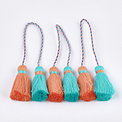 Темно-бирюзовый Кисточка из поликоттона (полиэстер хлопок) большая подвеска, два тона, темные бирюзовый, 280~300 мм