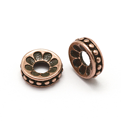 Красная Медь Spacer бисер латунные, без кадмия, без никеля и без свинца, плоско-круглые, красным медным покрытием, 7x2 мм, отверстие : 2.5 мм
