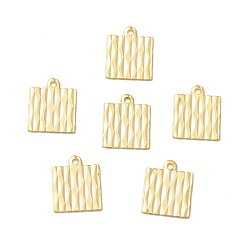 Настоящее золото 24K Латунь прелести, без кадмия и без свинца, квадратный шарм, реальный 24 k позолоченный, 11x9x0.3 мм, отверстие : 1 мм