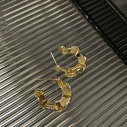 Золотой Латунь серьги, форма волны c, золотые, 23x22 мм