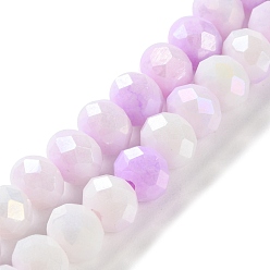 Сливовый Стеклянные бусины с гальваническим покрытием , граненые, круглые, слива, 7.5~8x7.5~8 мм, отверстие : 1.2 мм, около 63~70 шт / нитка, 15.35'' (39 см)