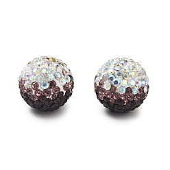 Свет Аметист Градиентный дизайн полимерная глина стразы бусины, круглые, для изготовления брелоков для телефона и принадлежностей для изготовления ювелирных изделий, светлый аметист, 16.5 мм, отверстие : 1.8 мм