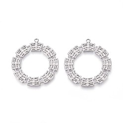 Нержавеющая Сталь Цвет 304 из нержавеющей стали полые подвески, круглое кольцо-шарм, анти-тускнение, цвет нержавеющей стали, 33x30.5x1.5 мм, отверстие : 1.6 мм