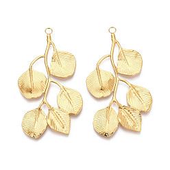 Золотой 304 из нержавеющей стали большие кулоны, лист, золотые, 77.5x42x2~2.5 мм, отверстие : 3.5 мм