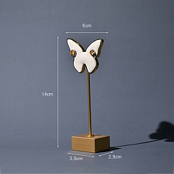 White Velvet with Metal Earring Display Stand, Butterfly, White, 14x6cm
