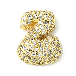 Letter Z Подвески из латуни с покрытием из прозрачного кубического циркония, без кадмия и без свинца, долговечный, алфавит, реальный 18 k позолоченный, Письмо Z, 16x13x5.5 мм, отверстие : 3x1.8 мм