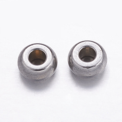 Stainless Steel Color 304 Stainless Steel Beads, Drum, Stainless Steel Color, 4x2mm, Hole: 1.3~1.4mm